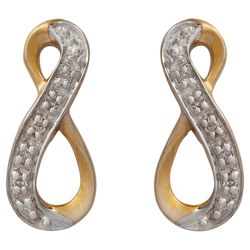 9ct Gold Diamond Twist Loop Earrings