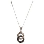 9ct White Gold Black And White Diamond Link Pendant