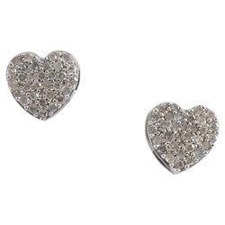 9 ct White Gold Diamond Full Heart Stud Earrings
