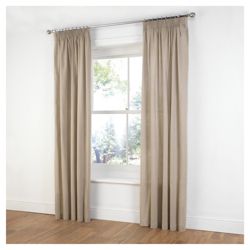 Tesco Plain Canvas Unlined Pencil Pleat Curtains W229xL229cm (90x90