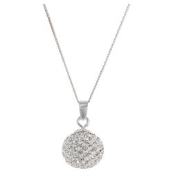 Sterling Silver Crystal Set Ball Pendant