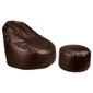 Faux Leather Oval Chair & Footstool, Chocolate