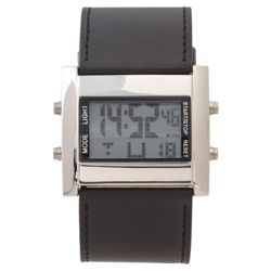 F&F Mens LCD Black Strap Watch