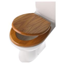 Slow Close Toilet Seat, Solid Oak