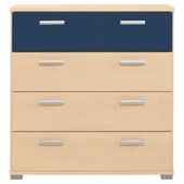 Fresno 4 Drawer Chest, Blue & Maple-Effect