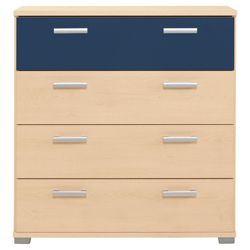 Fresno 4 Drawer Chest, Blue & Maple-Effect