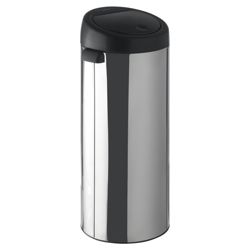 Brabantia 30L brilliant steel touch bin with black lid