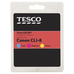 Tesco C85 Colour Printer Ink Cartridge (Compatible with printers using Canon CLI-8 C/M/Y Cartridge)