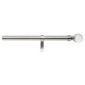 16-19Mm Extendable Metal Curtain Pole Faceted Glass Finial, Satin Steel 180-330Cm