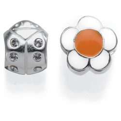 Sterling Silver Flower & Ladybug Charm 2 Pack color and style may vary