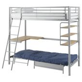Mika High Sleeper With Single Futon Frame, Silver Finish