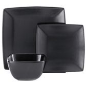 Tesco Mono Matt Square Dinner Set 12 piece Black