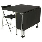 Poplar dining table & 4 chairs, black