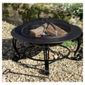 Black Round Fire Pit with Pattern Surround