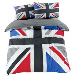 Tesco Union Jack Print Double, Black & Grey
