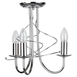 Tesco Lighting Candelabra Ceiling Fitting 3 Light Chrome Finish