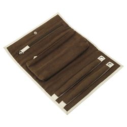 Cream Leather Effect Jewellery Roll