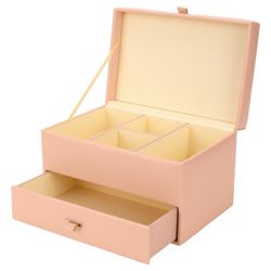 Pink Leather Effect Medium Jewellery Box