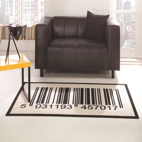 Image of Matrix Themes Barcode White/black 100x160 Nylon Cm Rug
