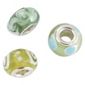 Silver green Glass Charm Bead 3 Pack