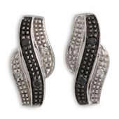 9 ct Wg Black & White Dia Wave Studs