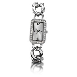 Ladies Stone Set Round Link Bracelet Watch