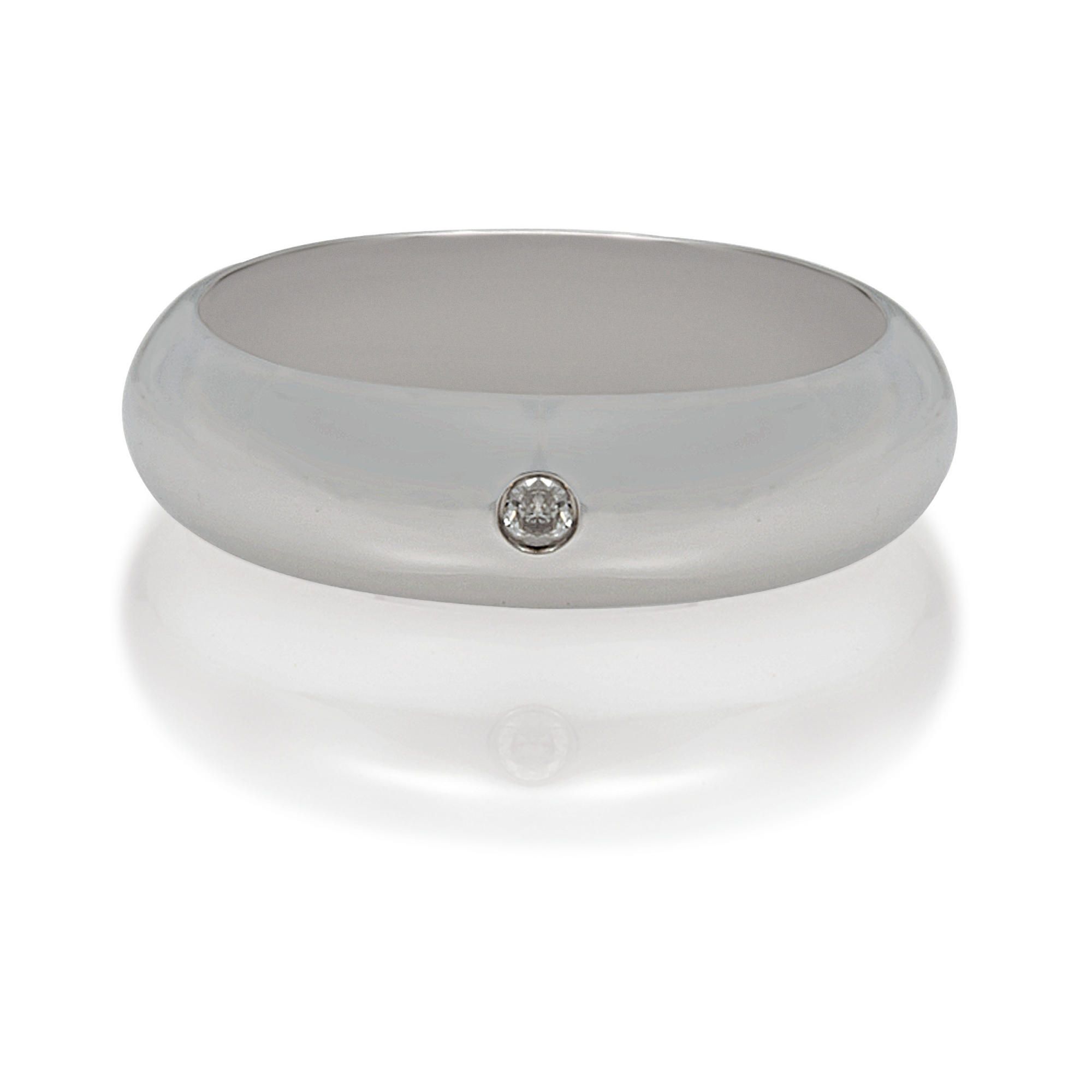 9ct White Gold Mens Diamond 6mm Wedding Ring, Q