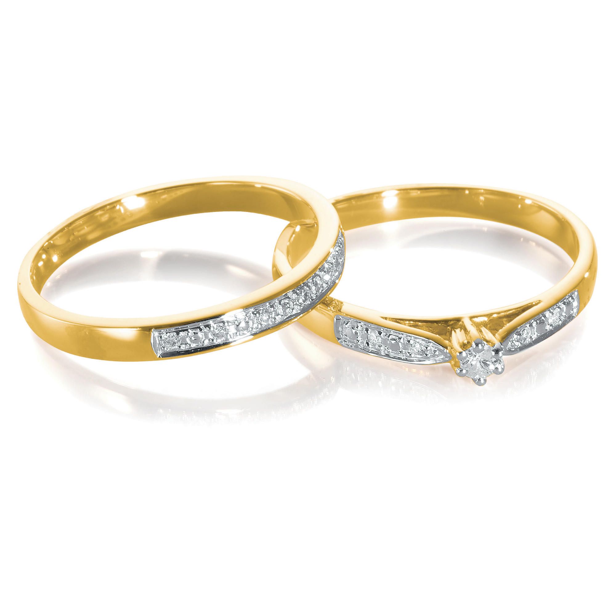 9ct Gold 10Pt Diamond Bridal Set Ring, N