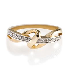 9ct Gold 10Pt Diamond Twist Knot Ring, K.