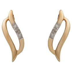 9ct Gold Diamond Wave Earrings