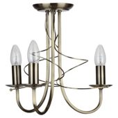 Tesco Candelabra Ceiling Fitting 3 Light Antique Brass Finish