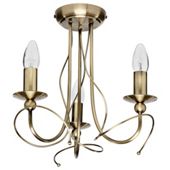 Tesco Lighting Candelabra Ceiling Fitting 3 Light Antique Brass Finish