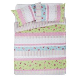 Tesco Rosebud Print Single Duvet Set, Pastel - Pink