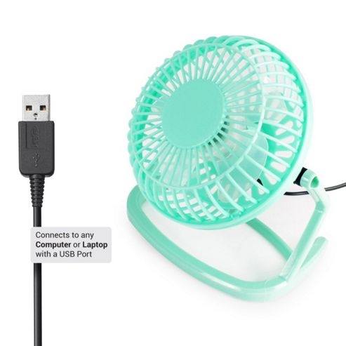 Image of Twitfish Plastic Usb Desk Fan 4" - Green