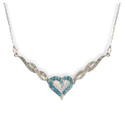 9ct White Gold 10Pt Diamond And Blue Topaz Necklet