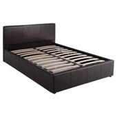 Hanson Double Faux Leather Ottoman Storage Bed Frame, Brown