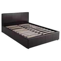 Hanson Double Faux Leather Ottoman Storage Bed Frame, Brown