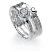 Sterling Silver Cubic Zironia, Star And Heart Stacking Rings, Small