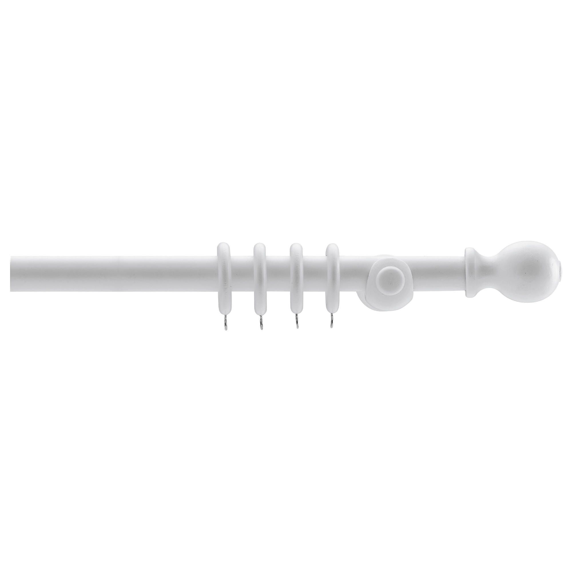 28mm Wood Curtain Pole, White 240cm