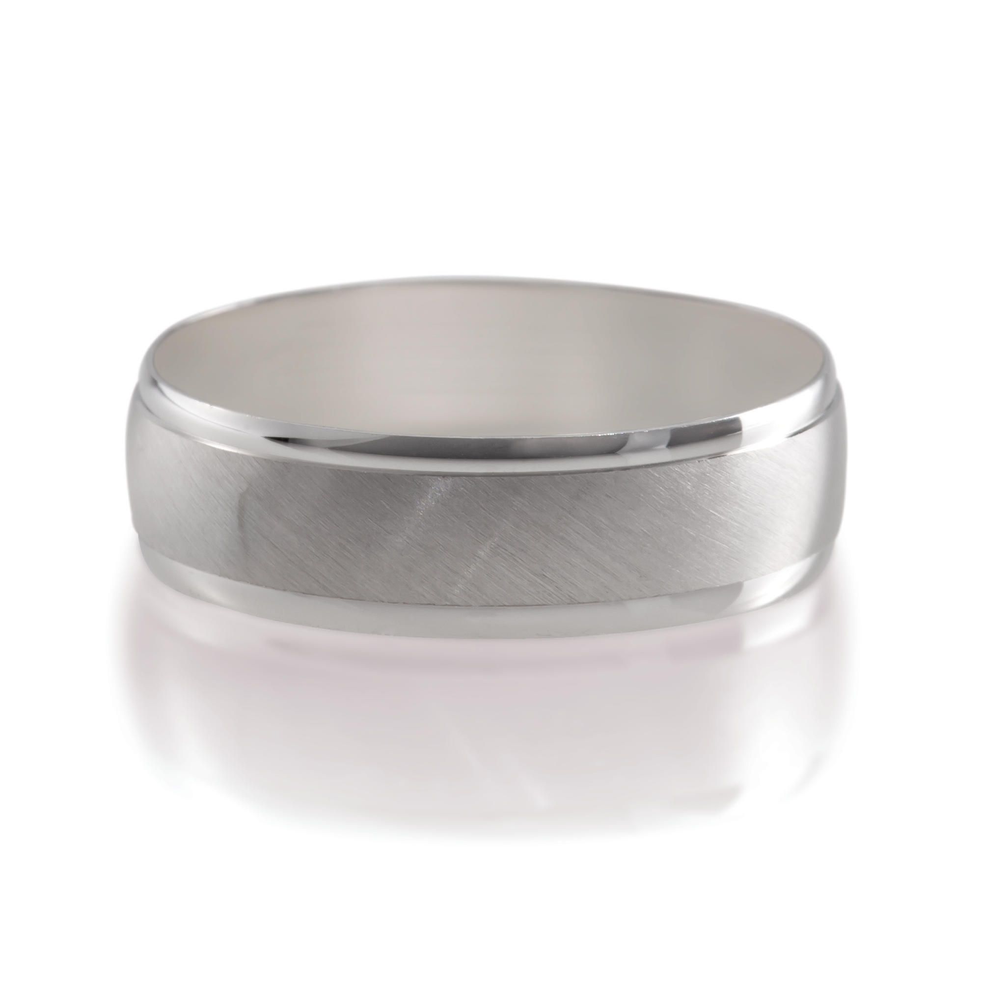 9ct White Gold 6mm Satin Finish Gents Wedding Band, T