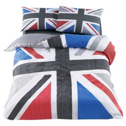 Tesco Union Jack Print Single, Black & Grey