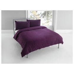 Tesco Plaindye Duvet Set Single, Aubergine