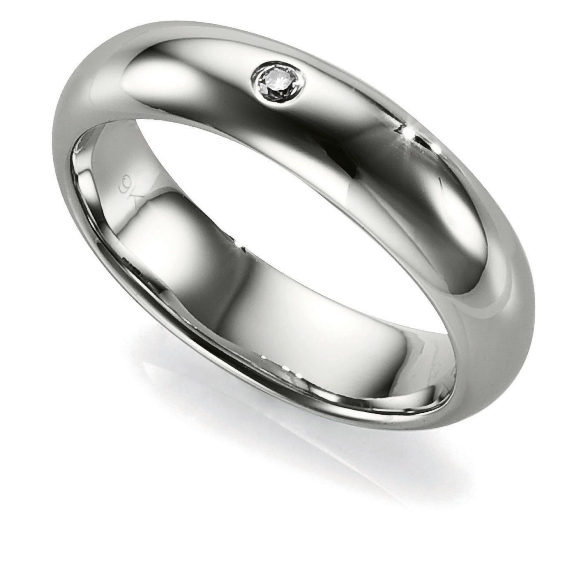 9ct White Gold Mens Diamond 6mm Wedding Ring, U