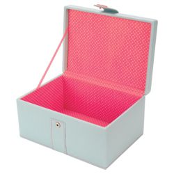 Pale Blue Leather Effect Jewellery Box