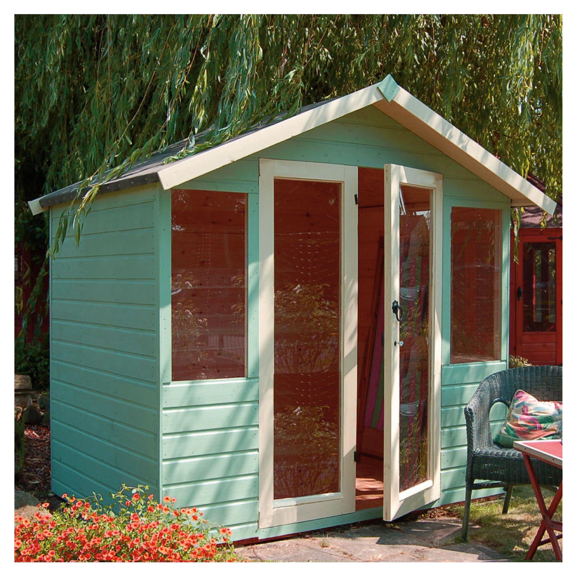 Mercia 7x5 Summerhouse 12mm with Fully glazed doors - exclusive at Tescos Direct