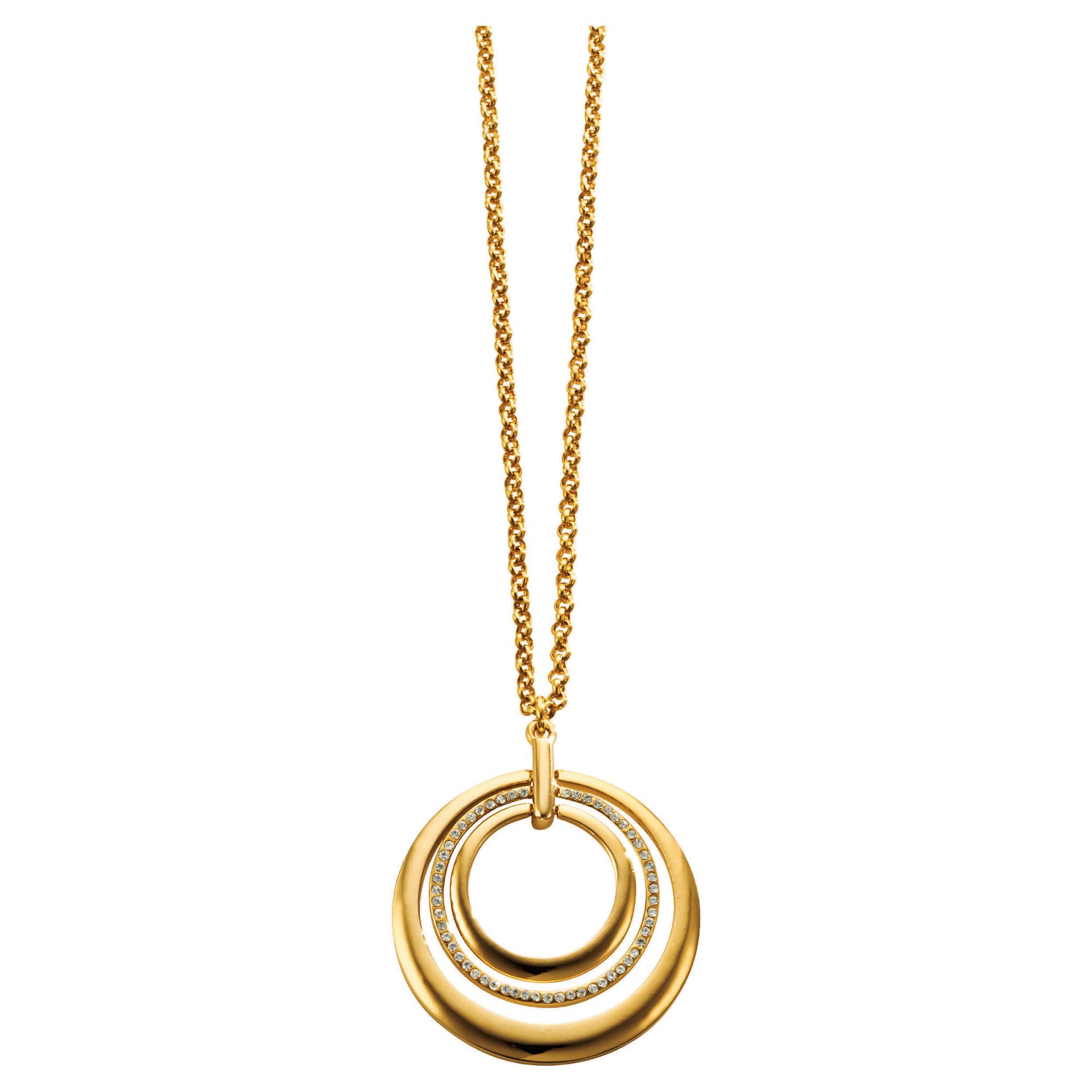Pave Gold Tone Crystal Set Circle Pendant