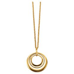 Pave Gold Tone Crystal Set Circle Pendant
