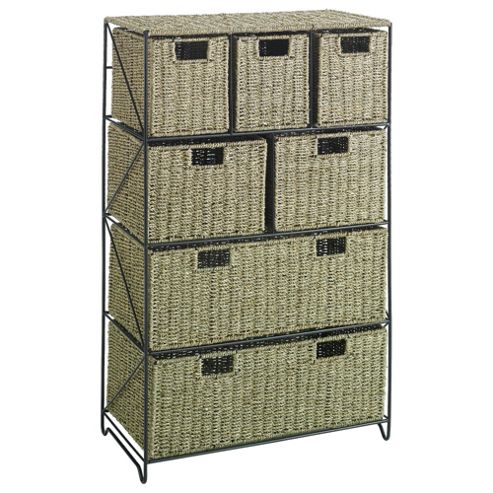 Image of Tesco Seagrass 7 Drawer Storage Tower