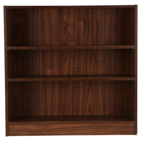Image of Fraser 3 Shelf Wide Bookcase, Walnut-effect