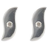 Sterling Silver And Diamond Wave Stud Earrings